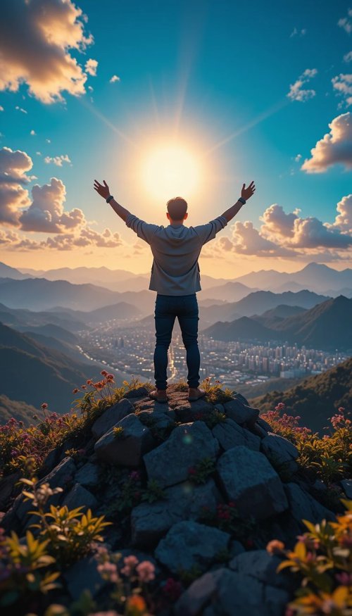 Man Reaching For Success