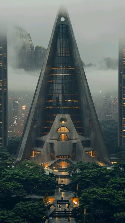 Futuristic Pyramid Skyscraper - architecture Wallpaper