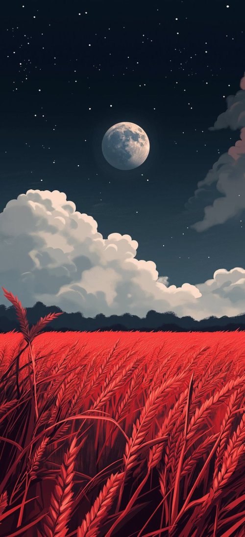 Red Wheat Under Moon - Related Ghetto Wallpapers wallpaper