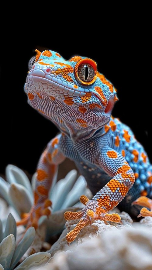 Vibrant Orange Blue Gecko