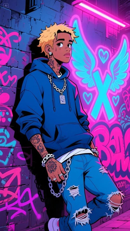 Neon Urban Anime Boy - Related Ghetto Wallpapers wallpaper