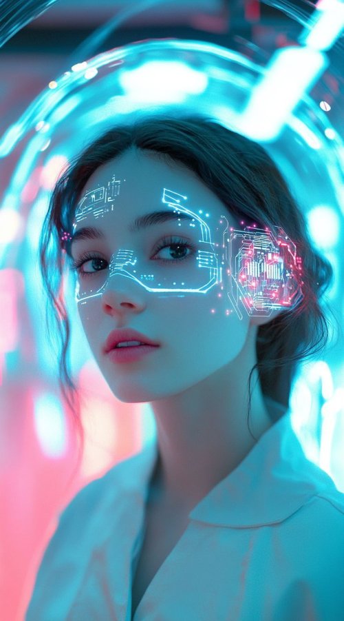 Neon Cyberpunk Girl Portrait
