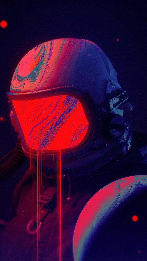 Neon Melting Astronaut Helmet - Related Desktop & Laptop wallpaper