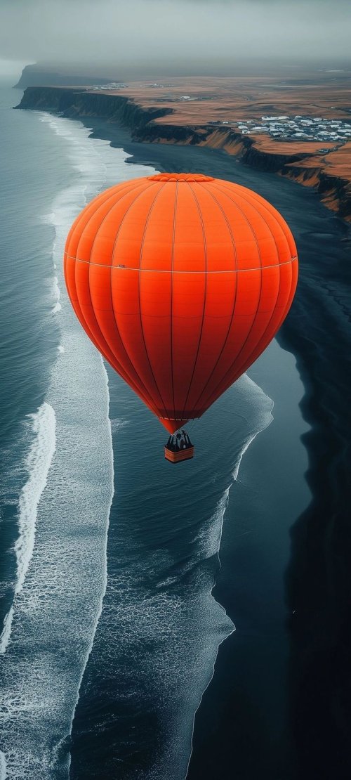 Orange Balloon Over Coast - Related Ghetto Wallpapers wallpaper
