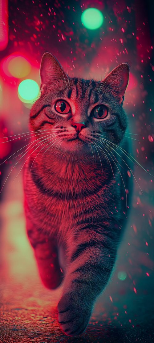 Neon Glow Tabby Cat - cat Wallpaper