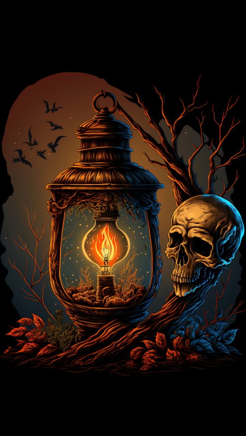 Spooky Lantern Skull Art - skull Wallpaper