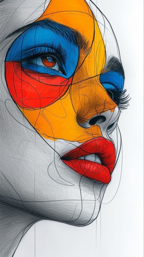 Colorful Abstract Face Sketch