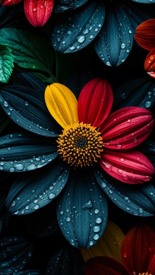 Colorful Dewy Petal Macro - flowers Wallpaper