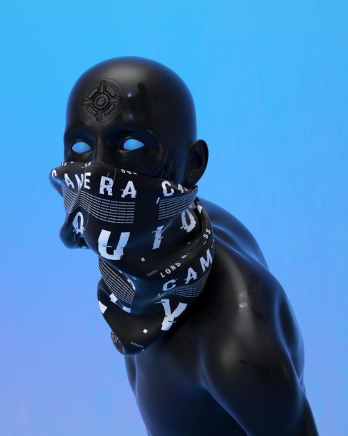 Cyberpunk Masked Digital Figure