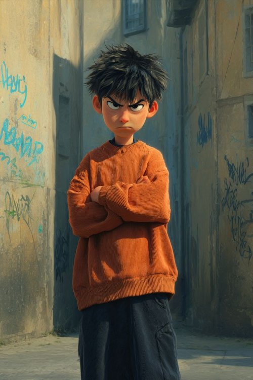 Grumpy Boy Urban Portrait