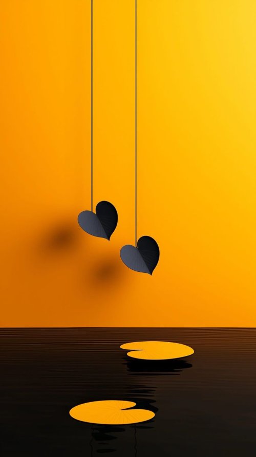 Minimalist Hanging Heart Leaves