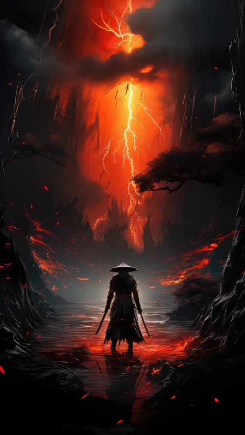Samurai Under Stormy Skies - samurai Wallpaper