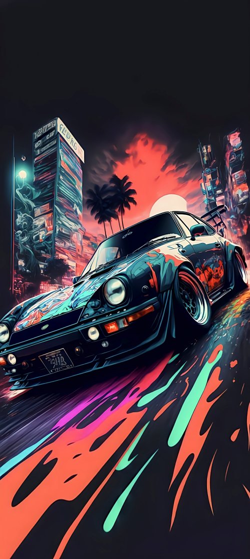 Neon Porsche Night Drive