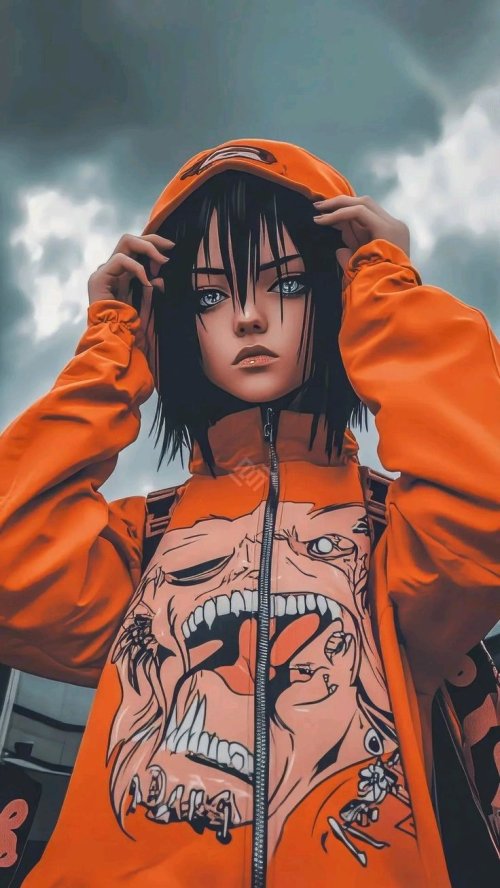 Anime_Style_Girl_Orange_Hoodie