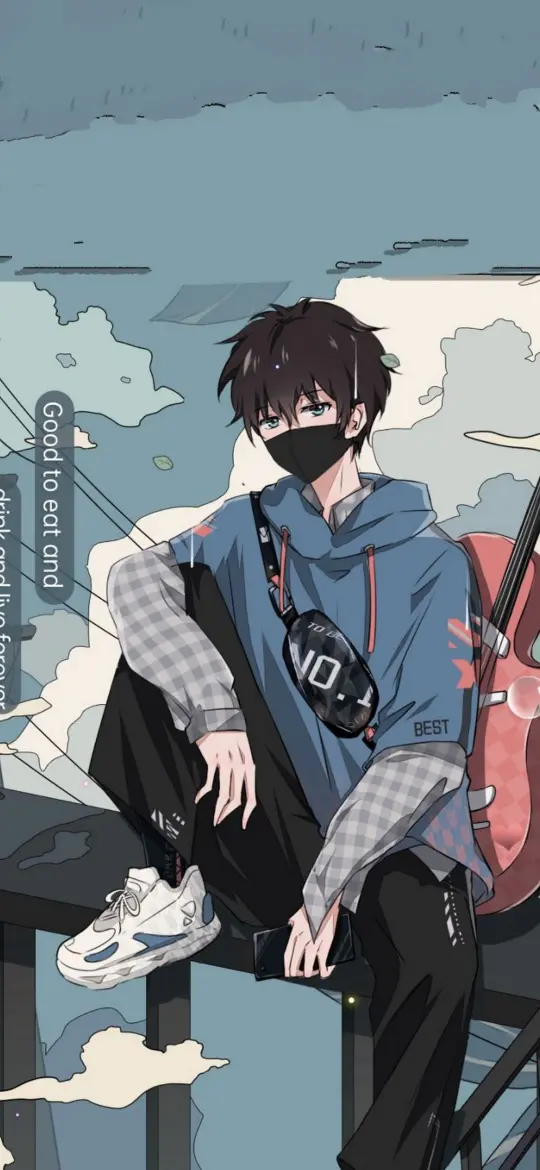 Anime Boy with Guitar - Related Dark Wallpapers wallpaper