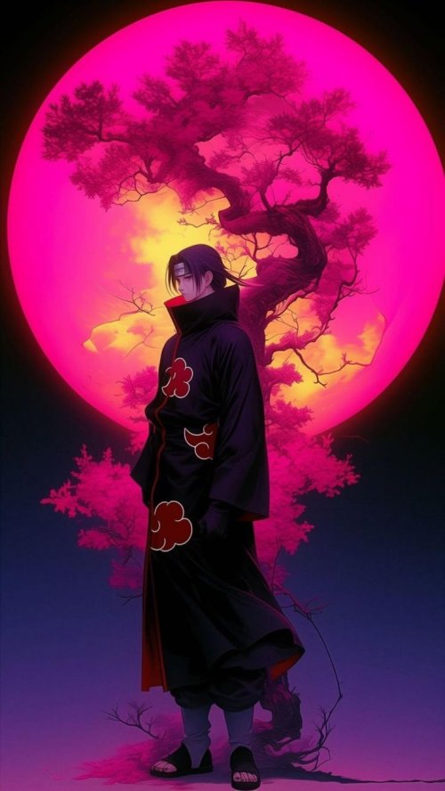 Anime Character Under Pink Moon - Related Ghetto Wallpapers wallpaper