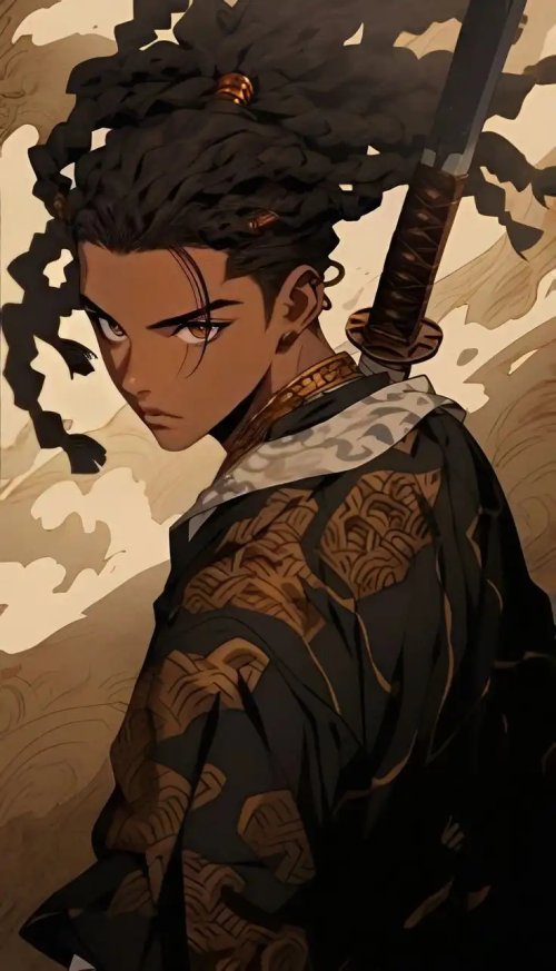 Anime_Style_Black_Samurai - Anime Wallpaper