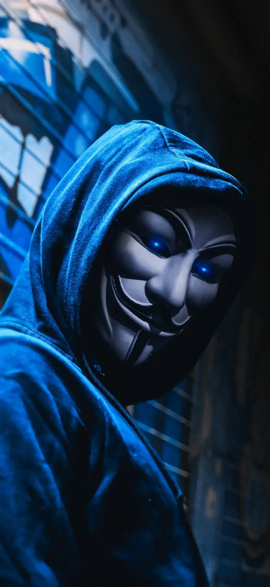 Anonymous Mask Blue Hoodie