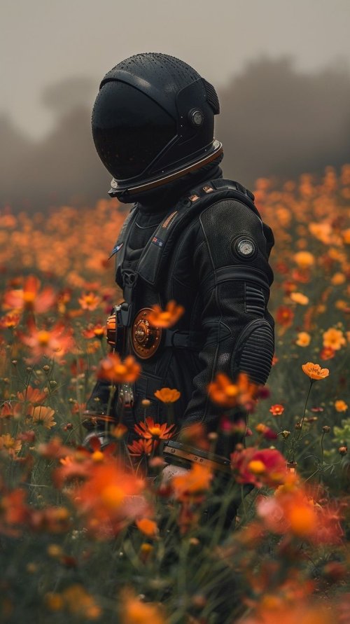 Astronaut in Flower Field