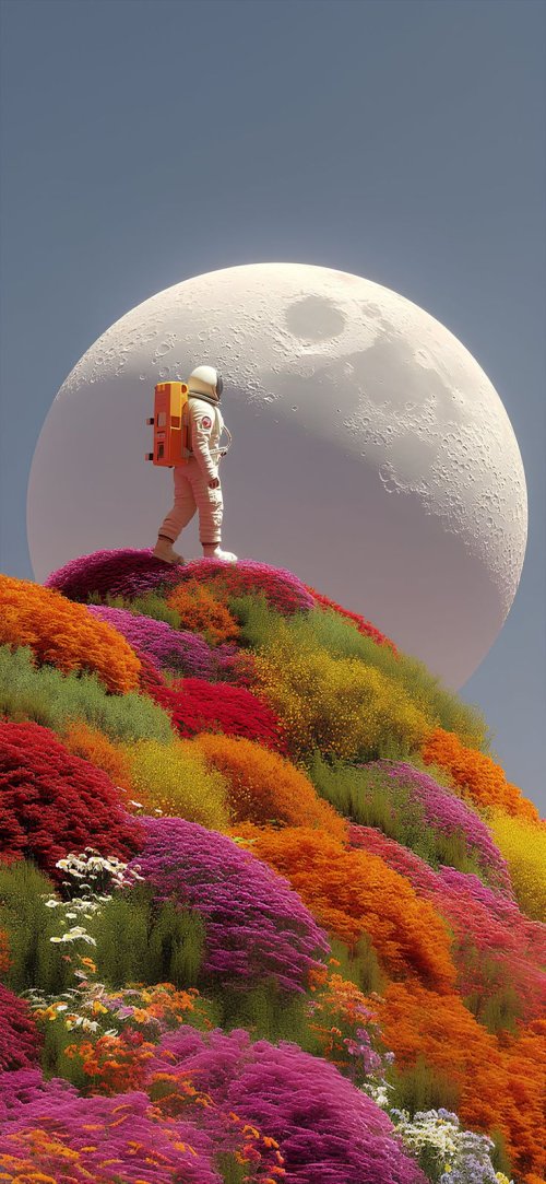 Astronaut on Floral Moon - Related Ghetto Wallpapers wallpaper