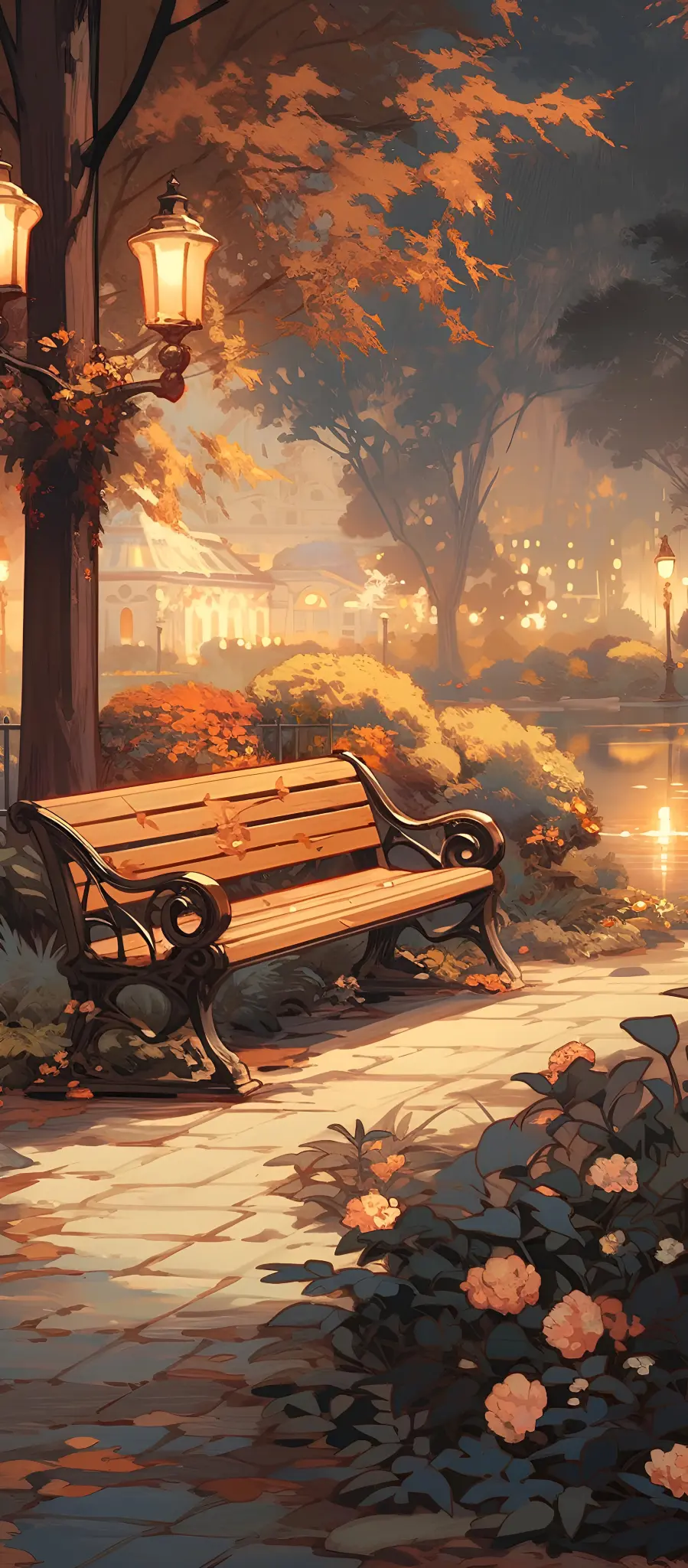 Autumn Park Bench Serenity - Related Ghetto Wallpapers wallpaper