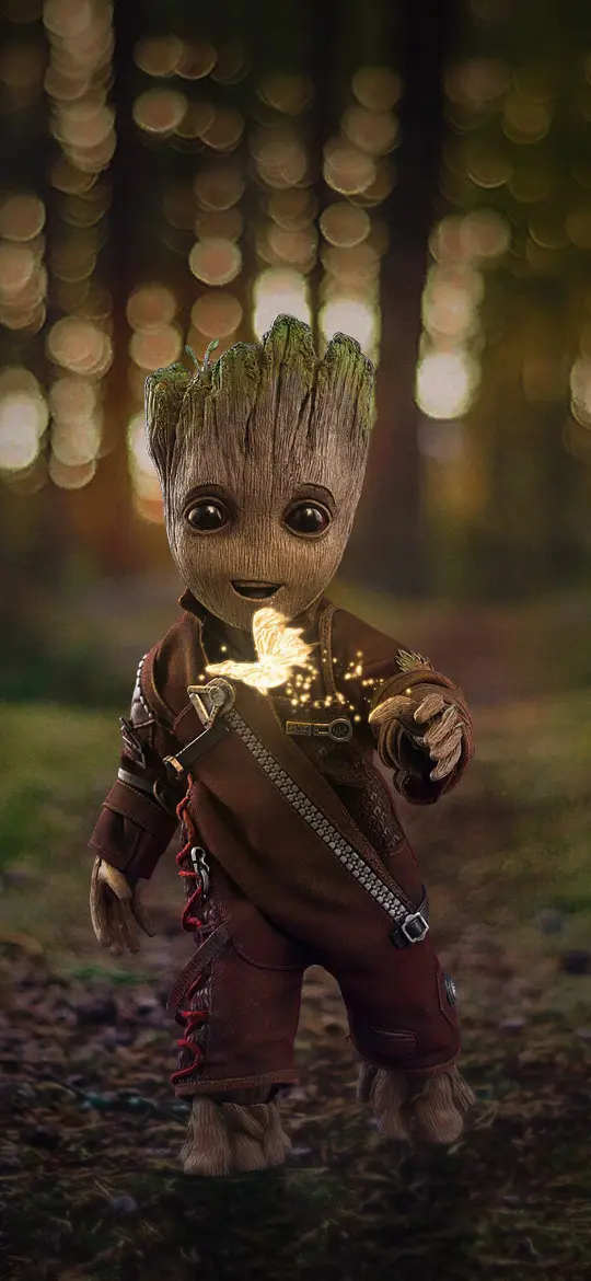 Baby Groot's Glowing Butterfly