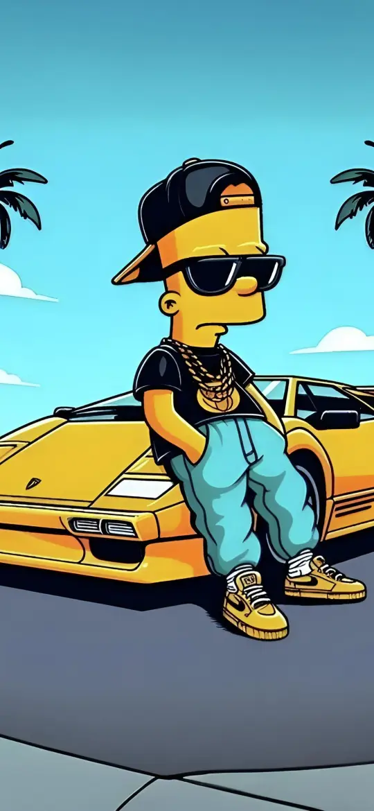 Bart's Yellow Lamborghini - Related Ghetto Wallpapers wallpaper