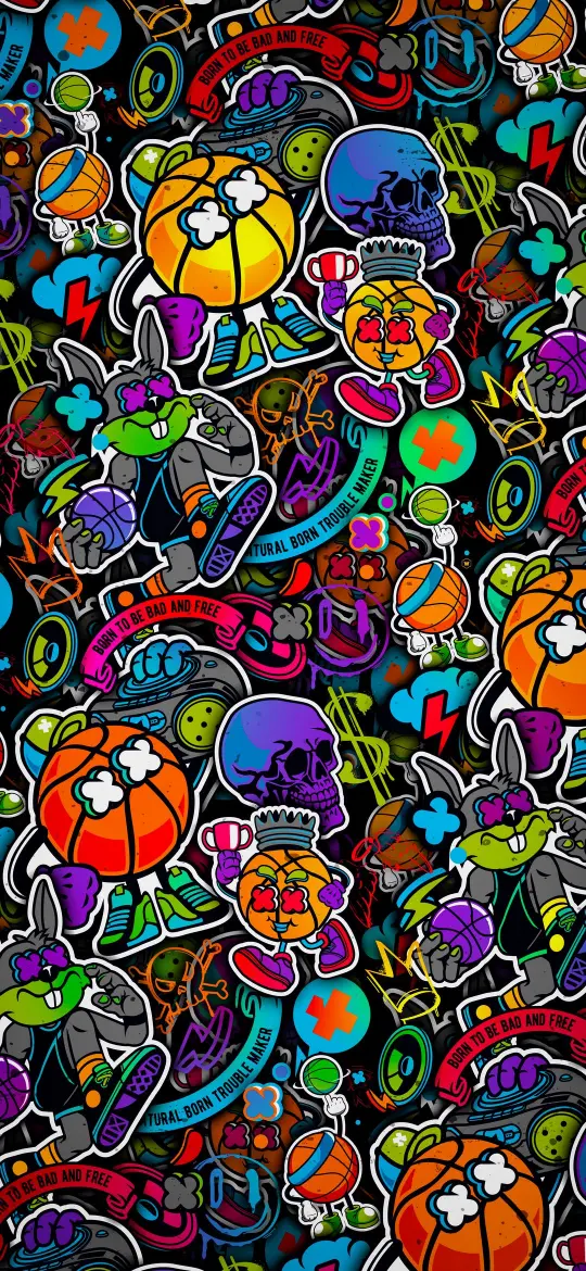 Basketball Graffiti Sticker Bomb - Related Ghetto Wallpapers wallpaper