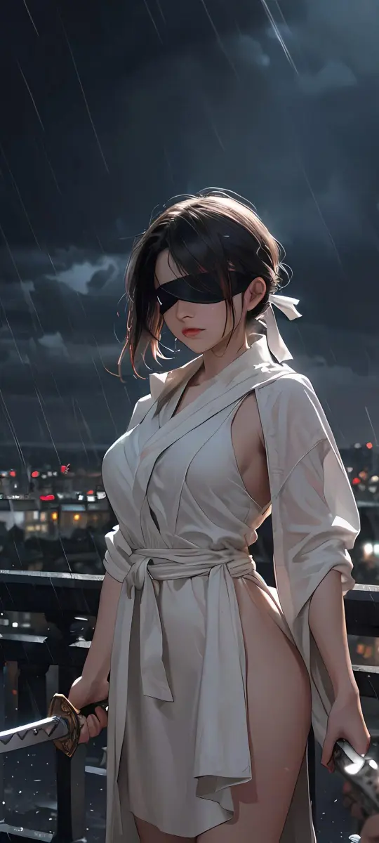 Blindfolded Warrior in Rain - Related Dope Wallpapers wallpaper