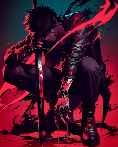 Bloody Anime Swordsman - Anime Wallpaper