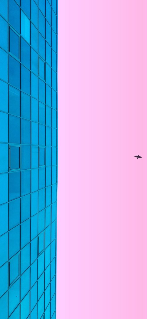 Blue Building Pink Sky - architecture Wallpaper