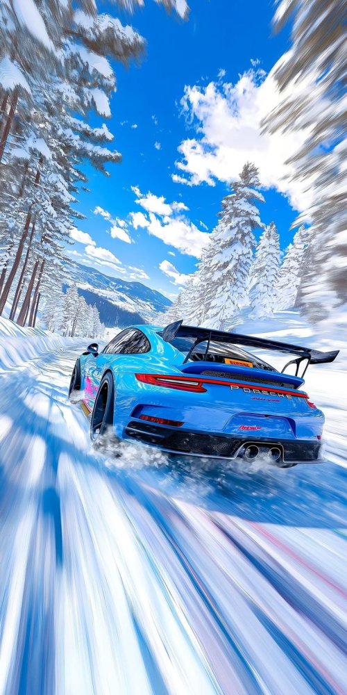 Blue Porsche Winter Drift - Related StockWalls wallpaper