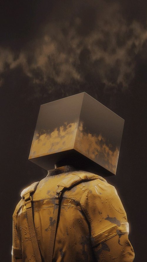 Box_Head_Figure_Cloudy_Sky - Related Dark Wallpapers wallpaper