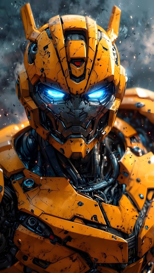 Bumblebee Robot Close-Up Portrait - Related Dark Wallpapers wallpaper