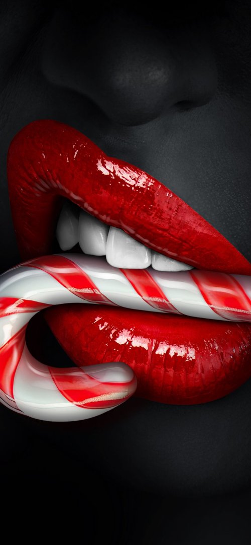 Candy Cane Lips Close-up