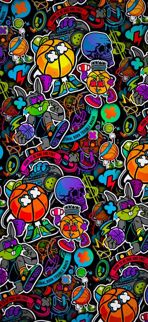 Cartoon Graffiti Basketball Chaos - Related Dope Wallpapers wallpaper