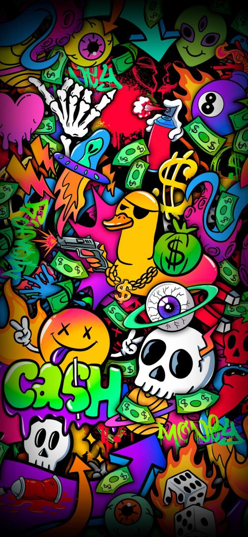Cartoon Money Graffiti Art