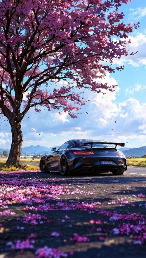Cherry Blossom Car Scene - Related Ghetto Wallpapers wallpaper