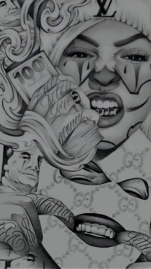 Chicano_Art_Money_and_Clowns - Related Ghetto Wallpapers wallpaper
