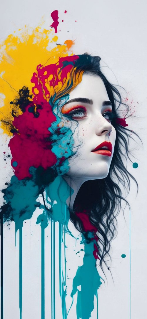 Colorful_Paint_Splatter_Woman - Related StockWalls wallpaper