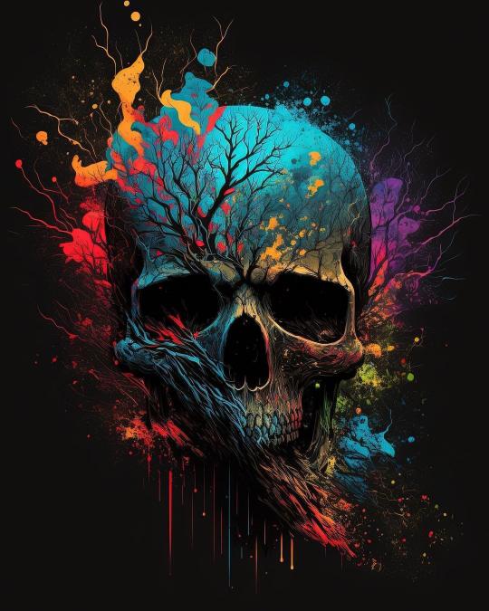 Colorful Skull Tree Art - Related Ghetto Wallpapers wallpaper