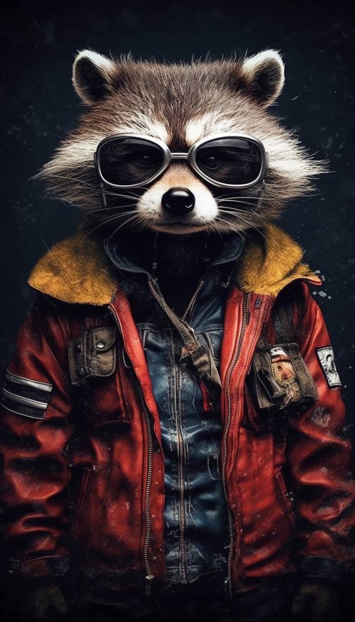 Cool Raccoon Biker Portrait