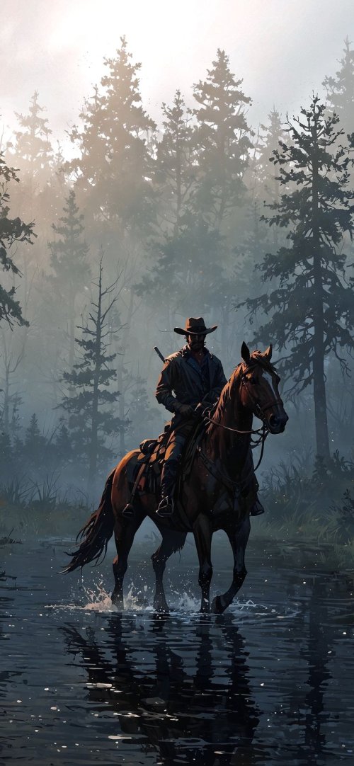 Cowboy in Misty Forest - Related Dope Wallpapers wallpaper