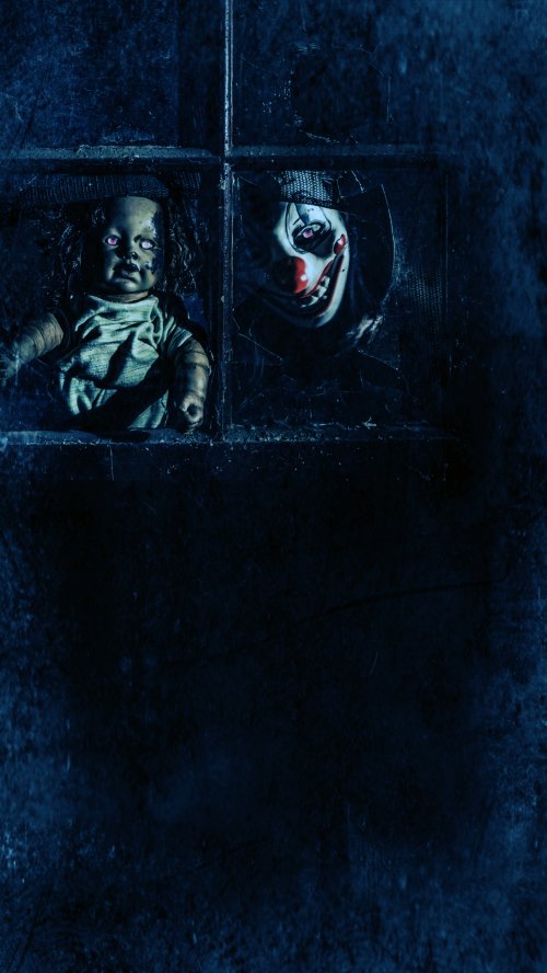 Creepy Clown and Doll - gothic Wallpaper