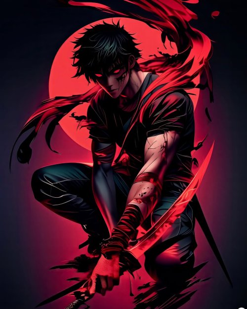 Crimson Blade Warrior - Anime Wallpaper