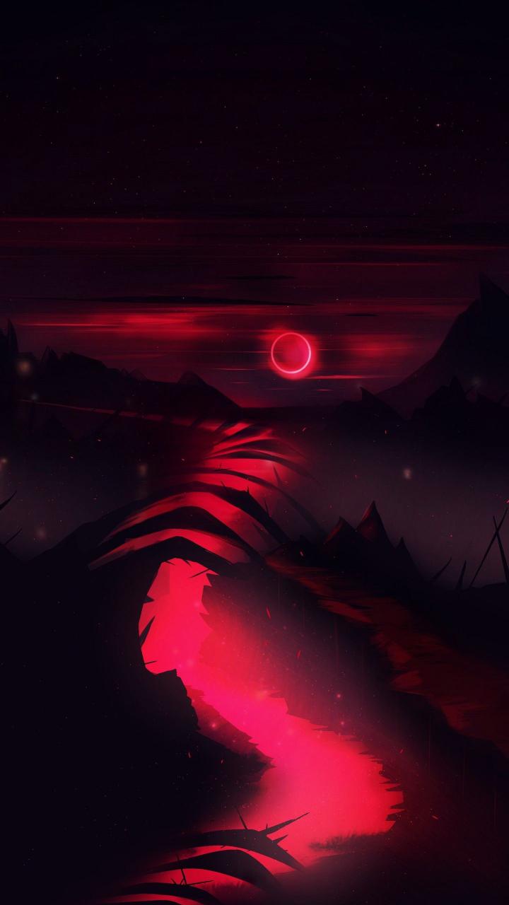 Crimson Moon Landscape - Related 4K Wallpapers wallpaper