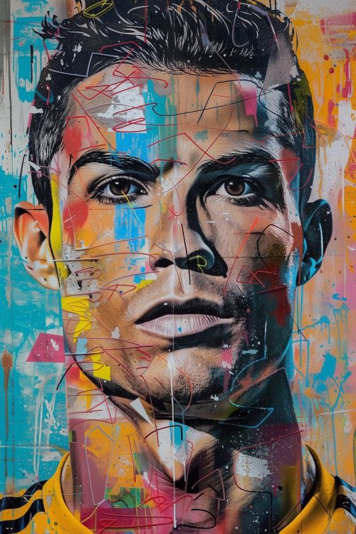 Cristiano Ronaldo Graffiti Portrait - Related Ghetto Wallpapers wallpaper