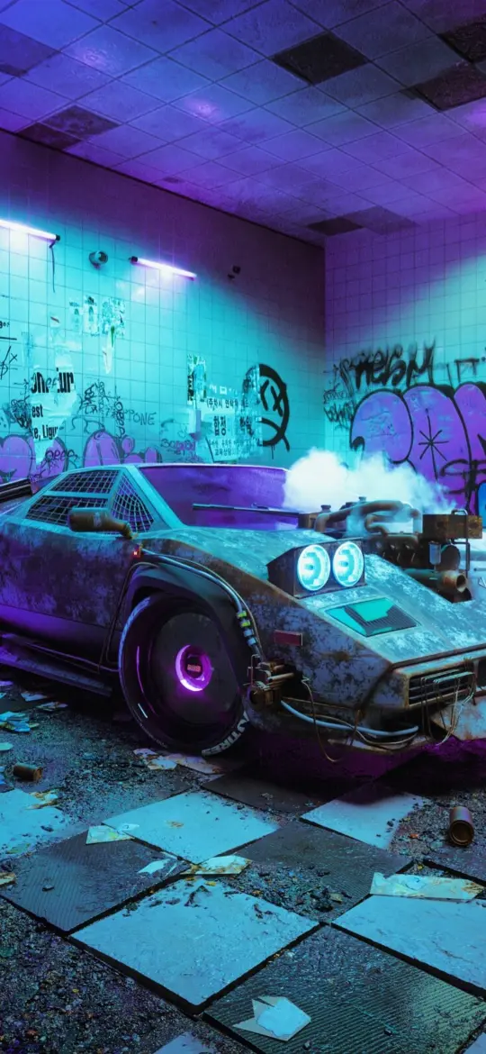 Cyberpunk Car Graffiti Garage - Related Ghetto Wallpapers wallpaper