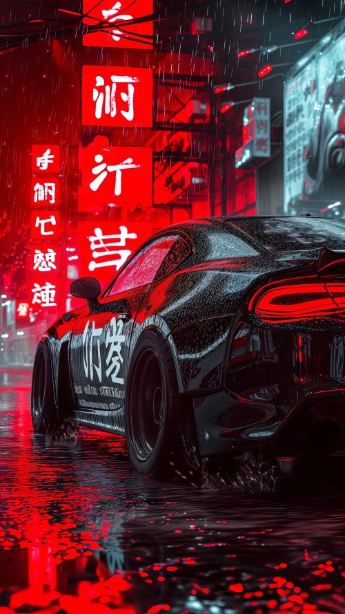 Cyberpunk Car in Rain - Related Ghetto Wallpapers wallpaper