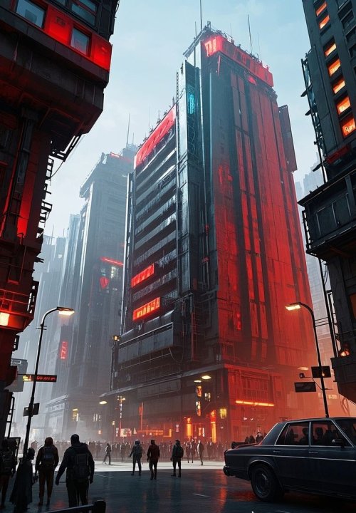 Cyberpunk Cityscape Red Glow - urban Wallpaper